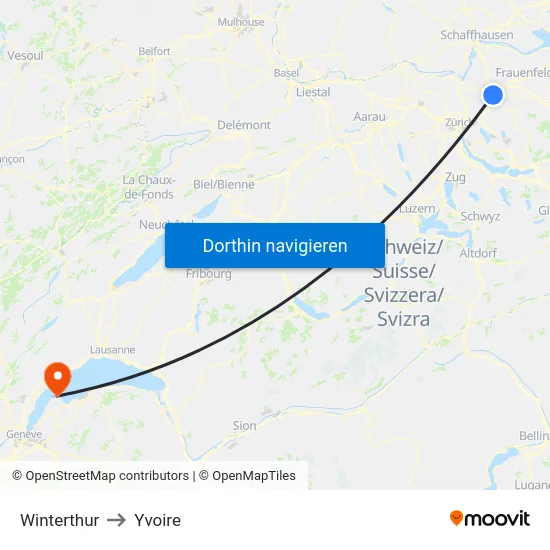 Winterthur to Yvoire map