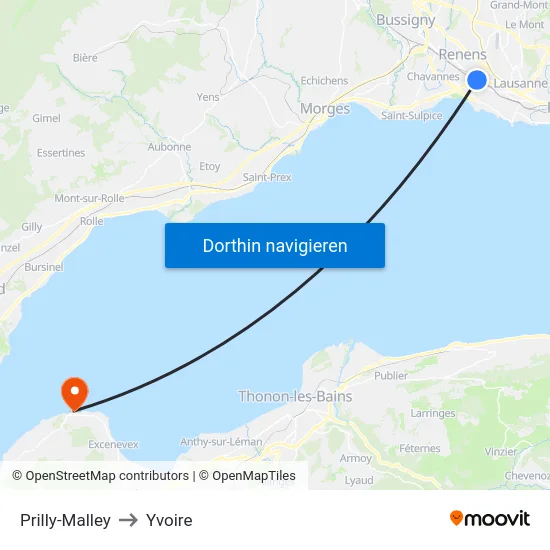 Prilly-Malley, Galicien to Yvoire map
