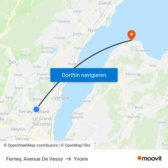 Ferney, Avenue De Vessy to Yvoire map