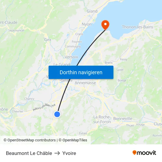 Beaumont, Le Châble to Yvoire map