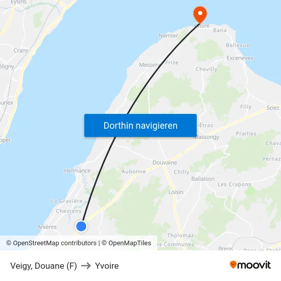 Veigy, Douane (F) to Yvoire map