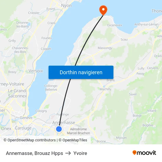 Annemasse, Brouaz Hpps to Yvoire map