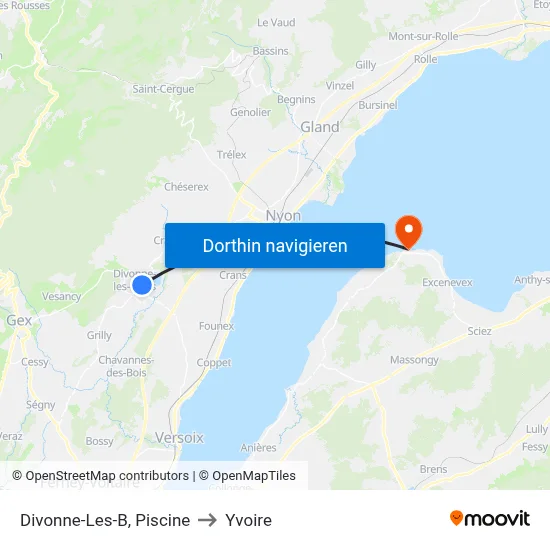 Divonne-Les-B, Piscine to Yvoire map