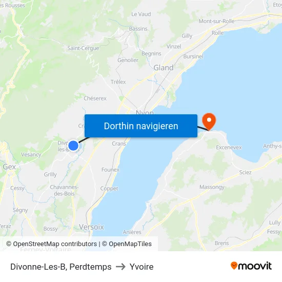 Divonne-Les-B, Perdtemps to Yvoire map
