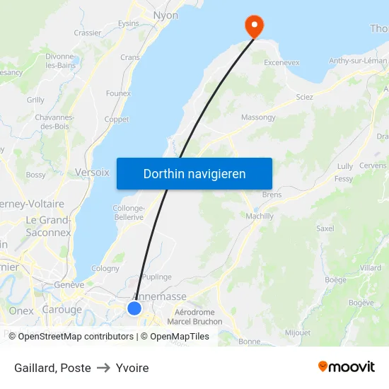 Gaillard, Poste to Yvoire map