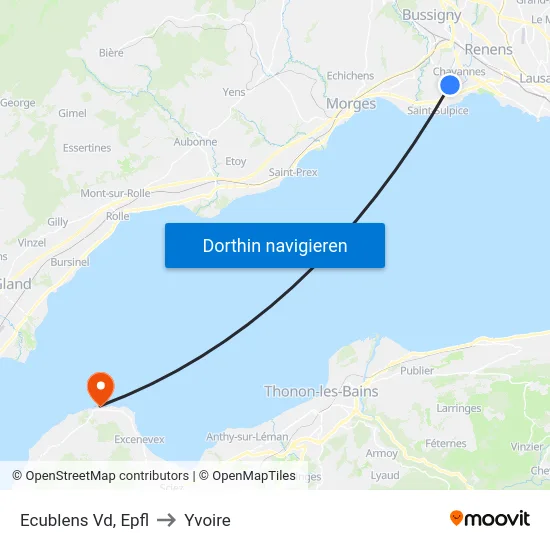 Ecublens Vd, Epfl to Yvoire map
