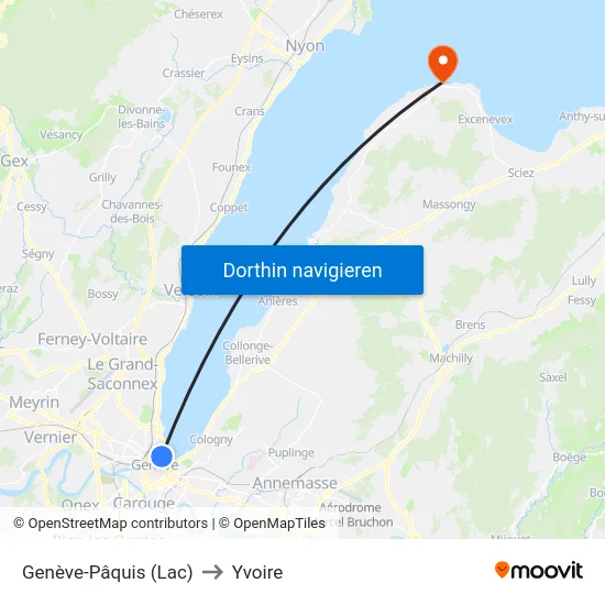 Genève-Pâquis (Lac) to Yvoire map