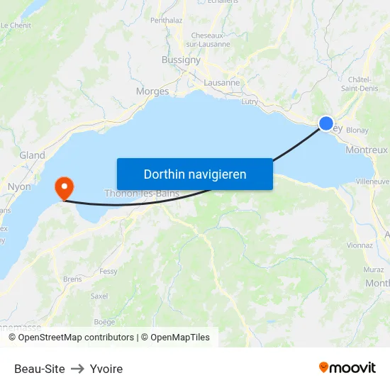 Beau-Site to Yvoire map