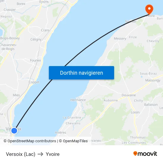 Versoix (Lac) to Yvoire map