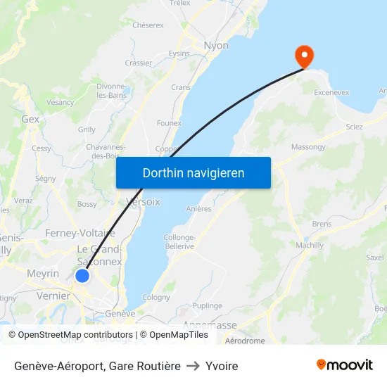Genève-Aéroport, Gare Routière to Yvoire map