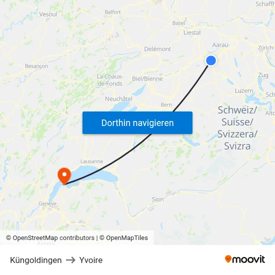 Küngoldingen to Yvoire map