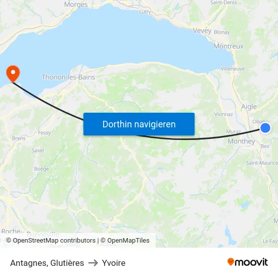 Antagnes, Glutières to Yvoire map