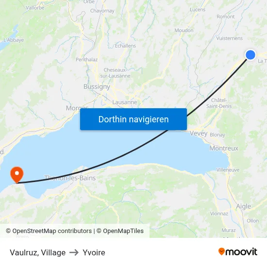 Vaulruz, Village to Yvoire map