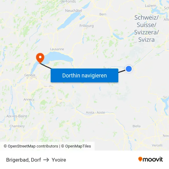 Brigerbad, Dorf to Yvoire map