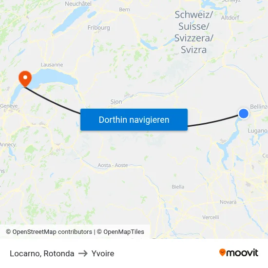 Locarno, Rotonda to Yvoire map