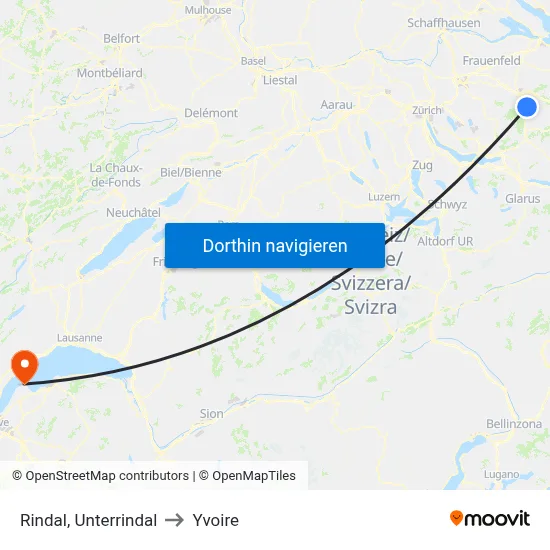 Rindal, Unterrindal to Yvoire map