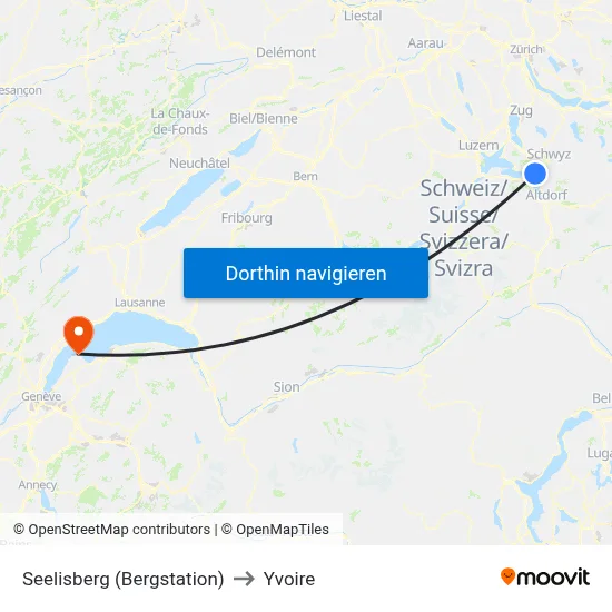 Seelisberg (Bergstation) to Yvoire map