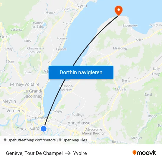 Genève, Tour De Champel to Yvoire map