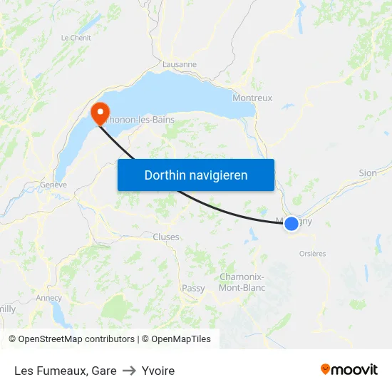 Les Fumeaux, Gare to Yvoire map