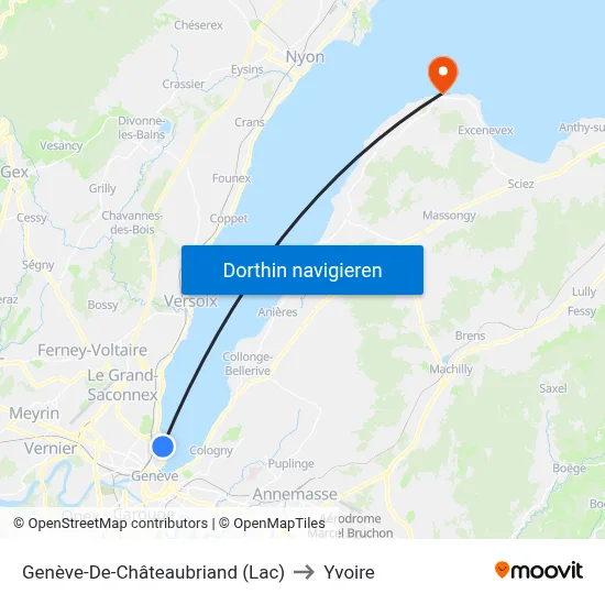 Genève-De-Châteaubriand (Lac) to Yvoire map
