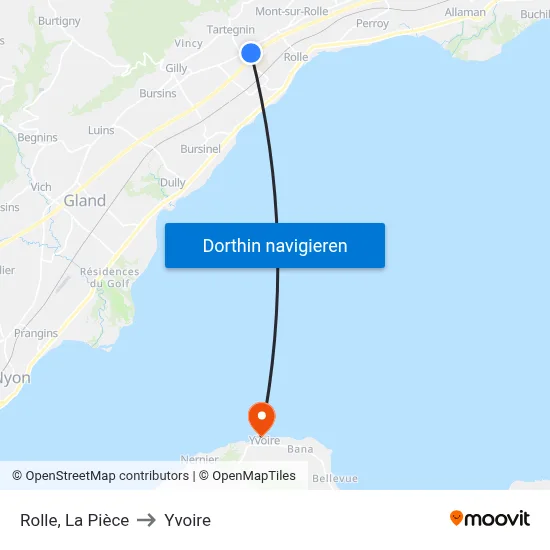 Rolle, La Pièce to Yvoire map