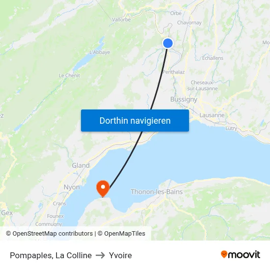 Pompaples, La Colline to Yvoire map