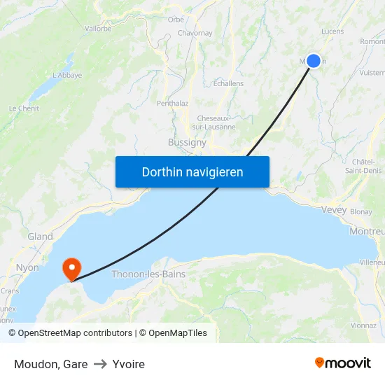 Moudon, Gare to Yvoire map