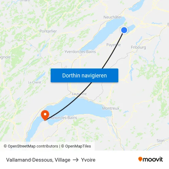 Vallamand-Dessous, Village to Yvoire map