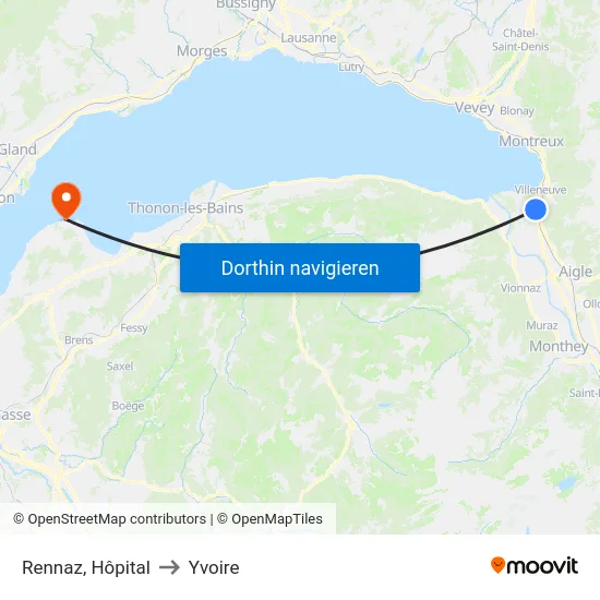 Rennaz, Hôpital to Yvoire map
