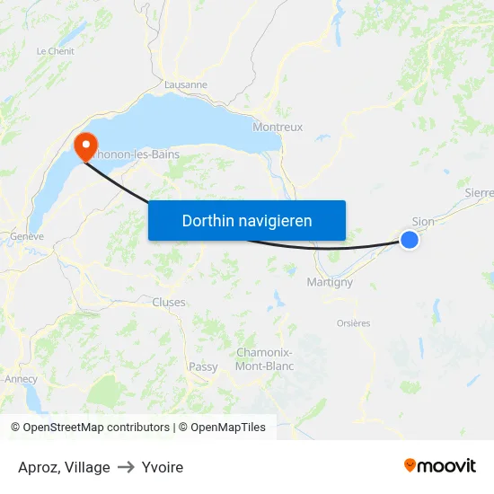 Aproz, Village to Yvoire map