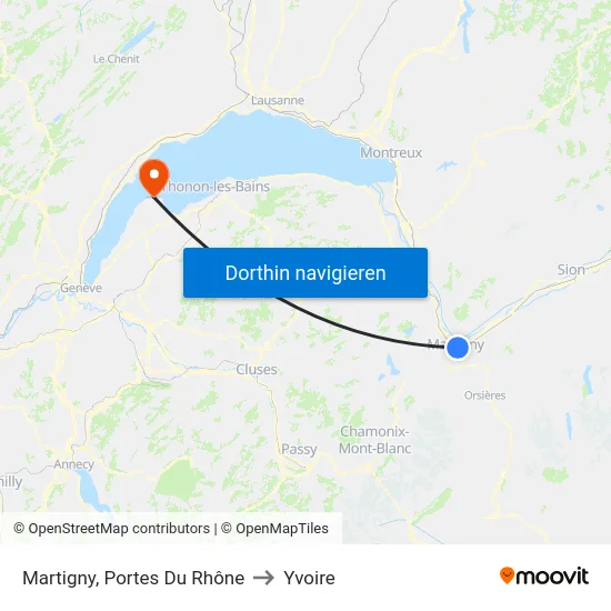 Martigny, Portes Du Rhône to Yvoire map