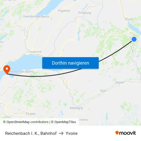 Reichenbach I. K., Bahnhof to Yvoire map