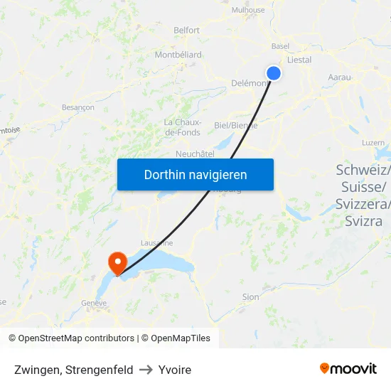 Zwingen, Strengenfeld to Yvoire map