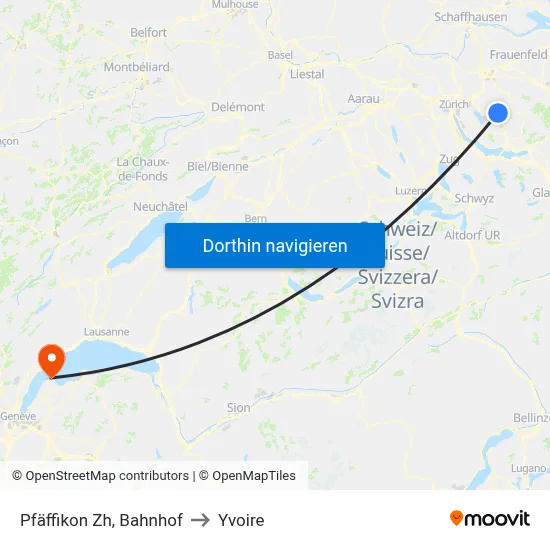 Pfäffikon Zh, Bahnhof to Yvoire map