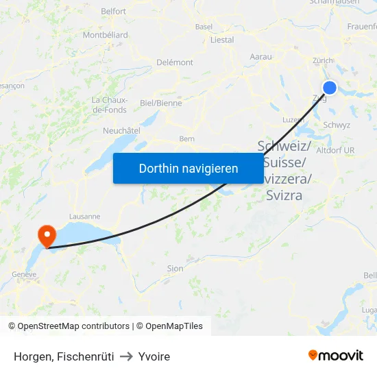 Horgen, Fischenrüti to Yvoire map