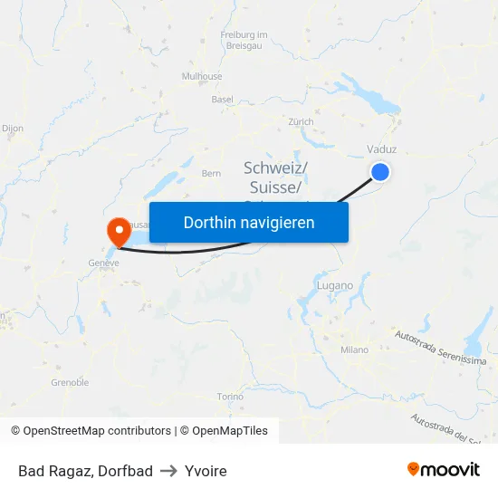 Bad Ragaz, Dorfbad to Yvoire map