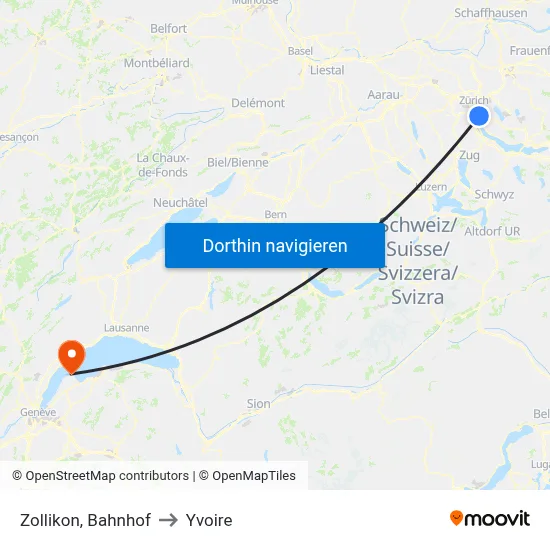 Zollikon, Bahnhof to Yvoire map