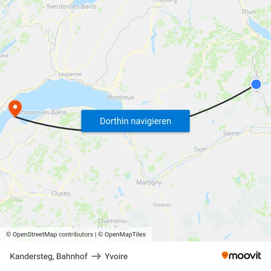 Kandersteg, Bahnhof to Yvoire map