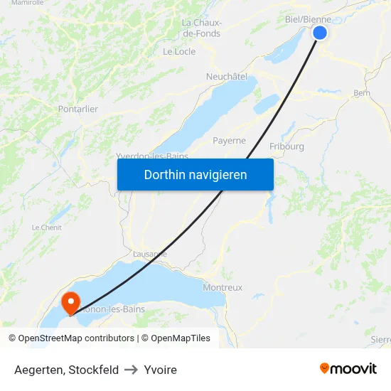 Aegerten, Stockfeld to Yvoire map