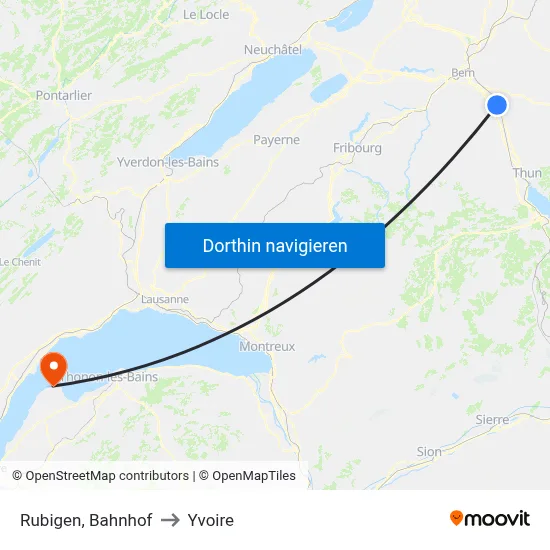 Rubigen, Bahnhof to Yvoire map