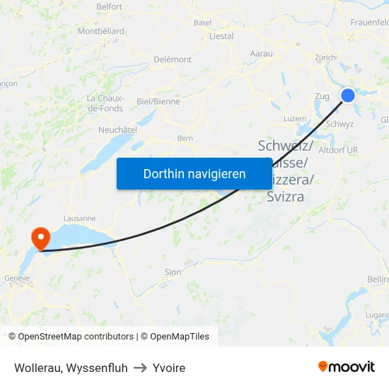 Wollerau, Wyssenfluh to Yvoire map