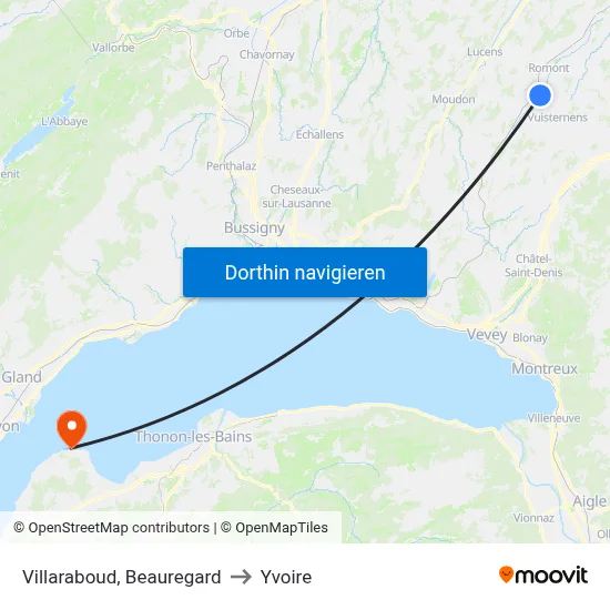 Villaraboud, Beauregard to Yvoire map