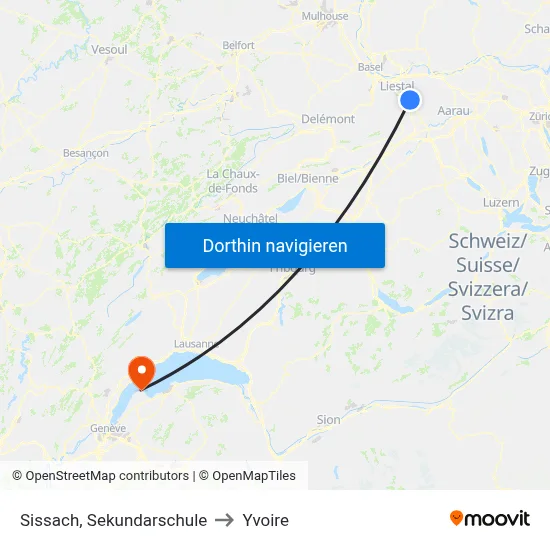 Sissach, Sekundarschule to Yvoire map