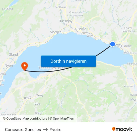 Corseaux, Gonelles to Yvoire map