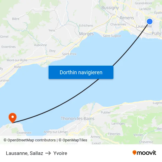 Lausanne, Sallaz to Yvoire map