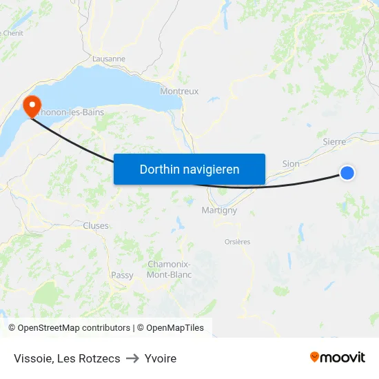 Vissoie, Les Rotzecs to Yvoire map