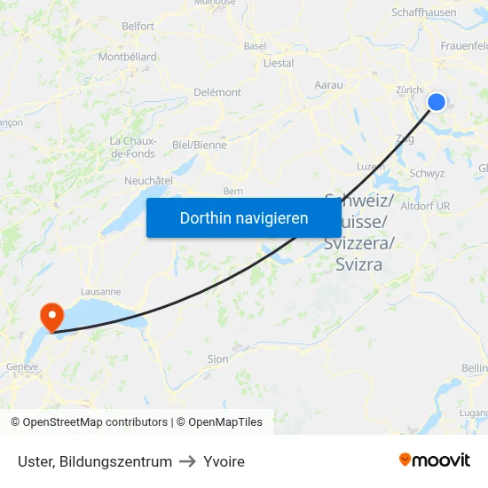 Uster, Bildungszentrum to Yvoire map