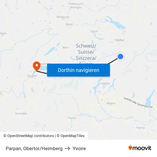 Parpan, Obertor/Heimberg to Yvoire map