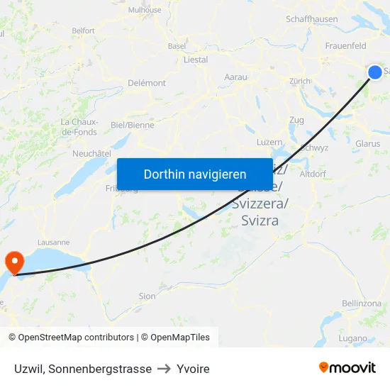 Uzwil, Sonnenbergstrasse to Yvoire map