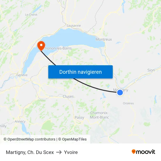 Martigny, Ch. Du Scex to Yvoire map